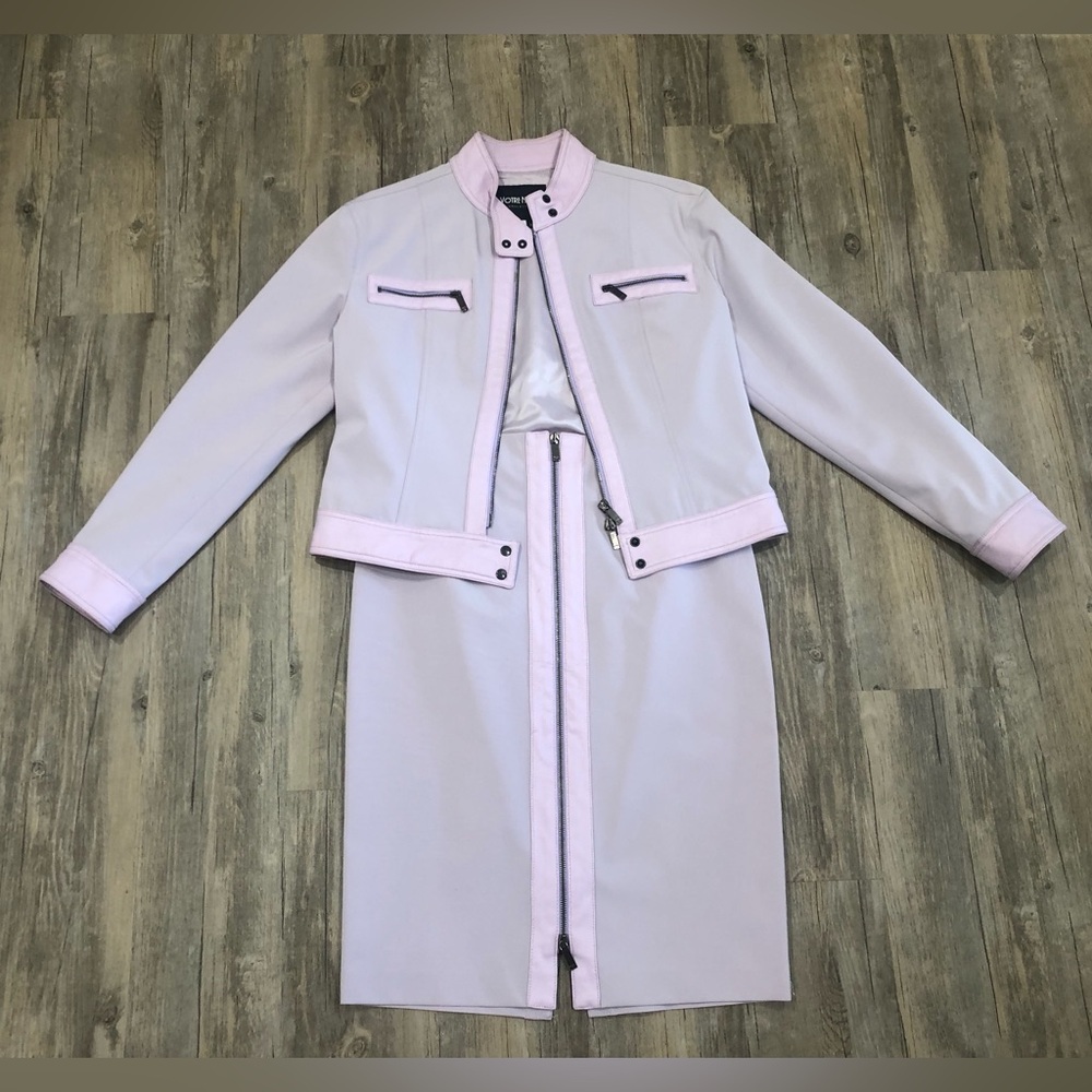 Votre Nom Light Pink Periwinkle Two-Piece Blazer Jacket and Skirt Set - Picture 2 of 15